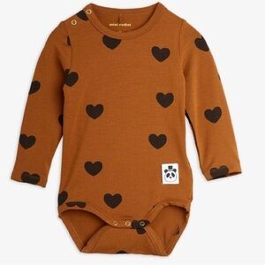 Mini Rodini BASIC HEARTS LONG SLEEVE BODY Baby Newborn Shirt NWT Luxury Layette